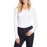 factory price White Fitted Cotton Womens Plain Long Sleeve T Shirts with custom