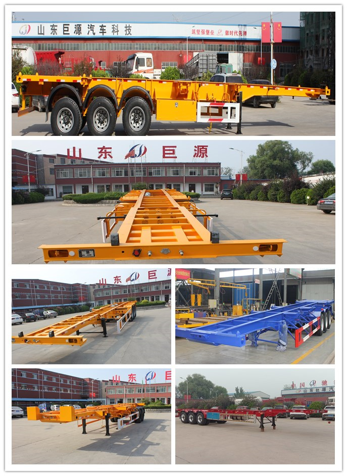 Tri Axles 20FT/40FT/45FT Container Carrier Skeleton Semi Trailer with 12R22.5 Tires