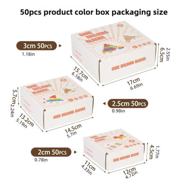 Rainbow Wooden Blocks Square Colorful Wooden Cubes Counting Block Learning Educational Toys Wooden Building Blocks Stacking Game