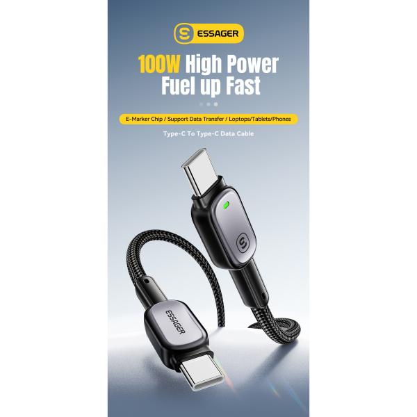 ESSAGER ES-X66 Series 60W 100W USB C to USB C Cable Fast Charging and Data Transfer