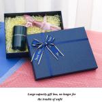 Custom Luxury Rectangular Blue Paper Box With Bowknot , Coated Paper Gift