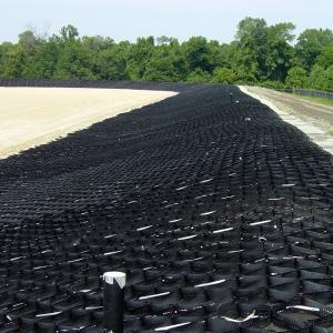 China 100% Virgin HDPE Black Perforated Geocell Ground Grid Geoweb Soil Stabilizer on sale