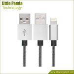 Silver Plated Aluminum USB Data Cable MFI Certified Lightning USB Cable Nylon