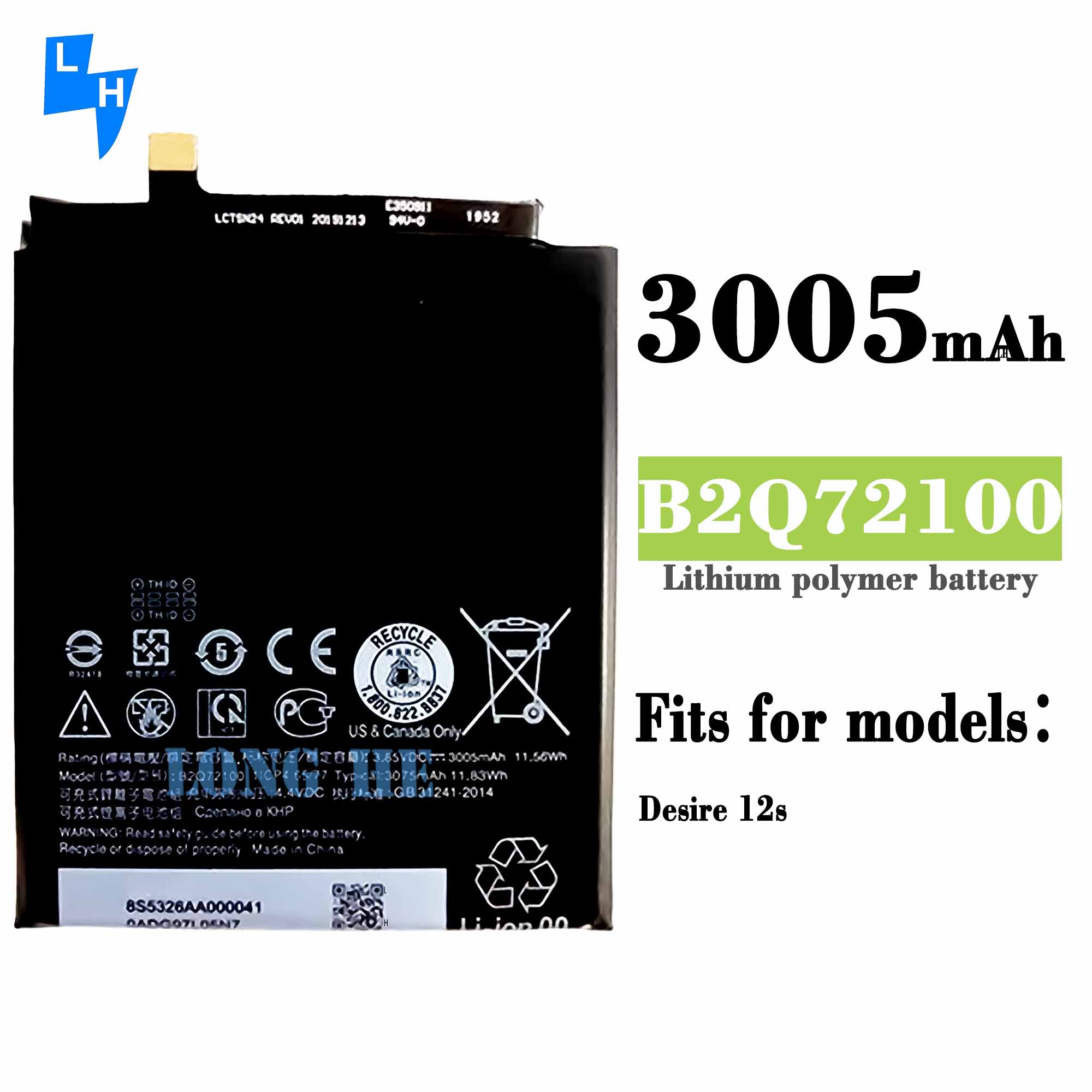 3100mAh 3.8V Li-Polymer Battery for HTC Desire 12s Mobile Phone B2Q72100 Long Lasting