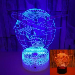 Wholesale OEM souvenir Earth airplane model 3D LED night light USB colorful touch switch stereo three-dimensional desktop lamp from china suppliers