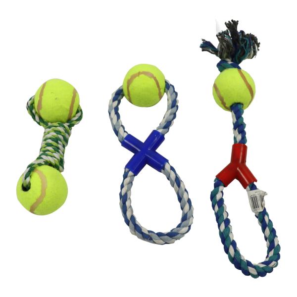 4 Inch Rope Tennis Ball Dog Toy Diy Chew Durable Pet Toys For Cats Interactive