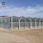 Agricultural 120km/H 12m 10.8m Glass Multi Span Greenhouse