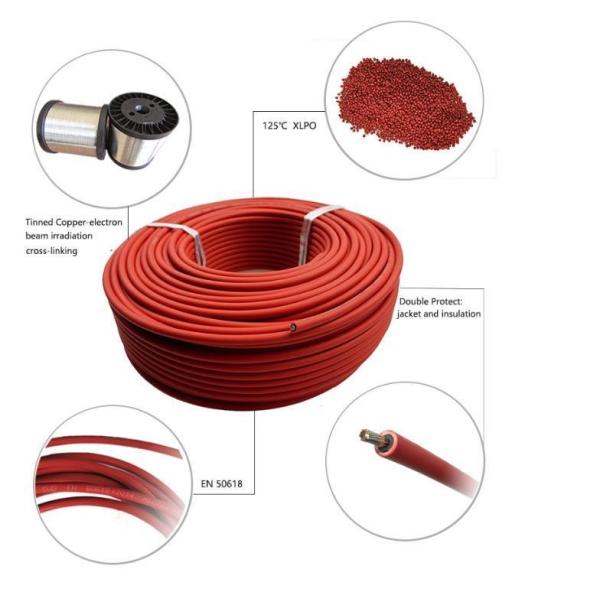 Solar Cable 4mm2 6mm2 Electrical Cable Solar DC Cable Solar PV Cable with Tinned Copper Conductor Cable Solar