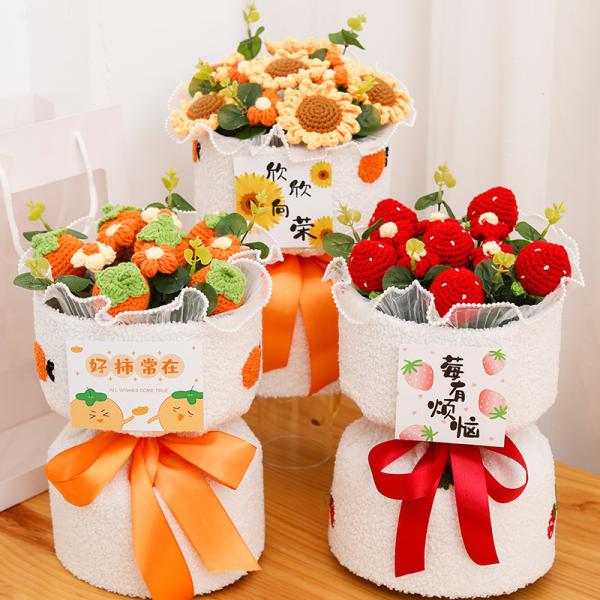 Handmade Knitted Flower Bouquet Birthday Gift for Her Valentine's/Christmas