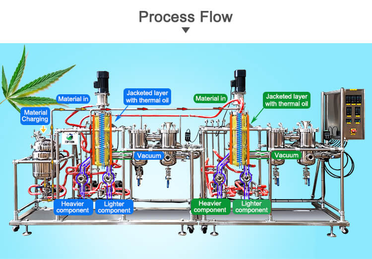 OEM Wiped Film Evaporator TOPTION Industrial Essential Oil Extraction Machine