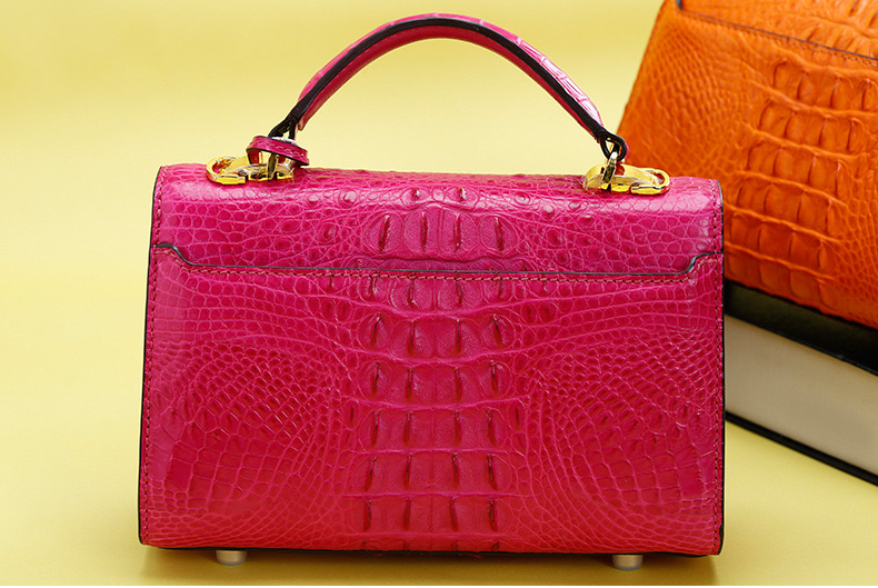Genuine Alligator Skin Key Lock Closure Lady Small Handbag Authentic Crocodile Leather Women Flap Purse Shoulder Bag