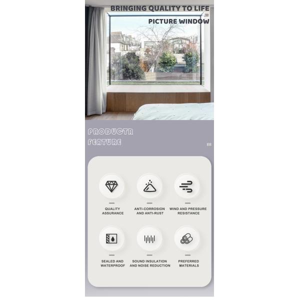 Double Glazed With Hurricane Impact Glass Swing Aluminum Horizontal Hanging Picture Window