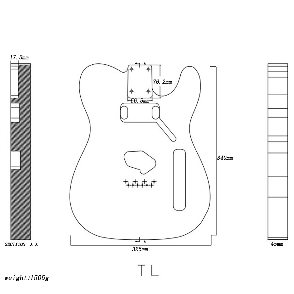 Alder Maple Wood Blank Unfinished Guitar Body For TL Electric Guitars
