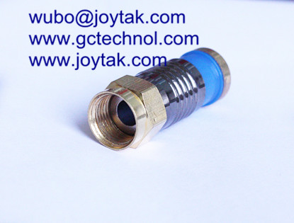 F Compression Connector Gold Plated hex nut for RG6 Home Theater Coax Cable 