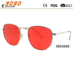 Wholesale Newest Style 2018 Fashionable red metal Sunglasses with UV 400 Protection Lens from china suppliers