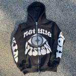 Custom Puff Print Hoodie Zip up French Terry Tech Fleece Hoodies Casual Plus