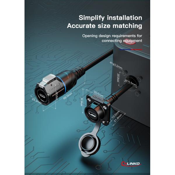 Cnlinko Manufacturer LP16 Industrial Waterproof Fast Transfer Data USB Type c Connector Male Usb Type c Female Connector