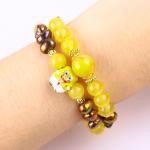 Healing Real Crystal Yellow Chalcedony And Coffee Color Freshwater Pearl With