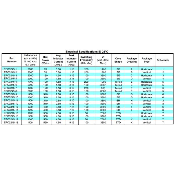 EF20 PFC Boost Inductor Horizontal SMPS Flyback Transformer EPC3245-1