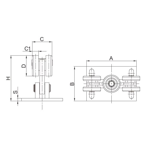 Diameter 68mm 304 stainless 5 Wheels for 80X80 Track Adjustable Cantilever Gate Carriage
