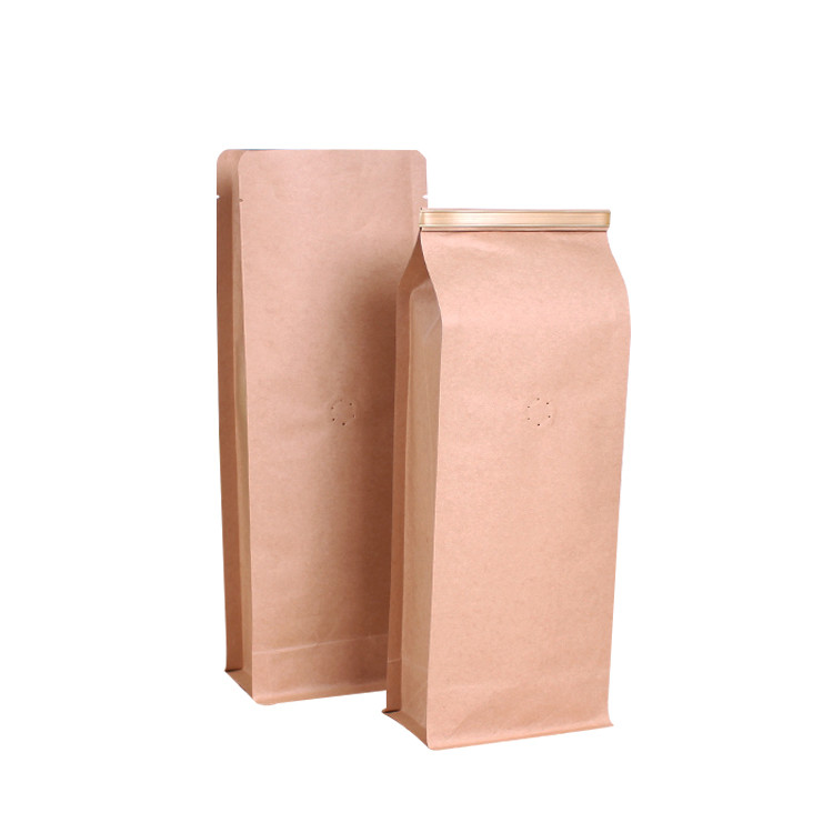 0.5lb 1lb Brown White Black Foil Lined Flat Bottom Kraft Paper Bags With Tin Ties Closure And Degassing Valve