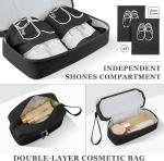 Black Canvas Carry on Expandable Weekender Airplanes Toiletry Travel Bag with