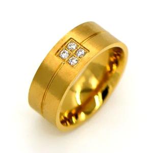 Wholesale new popular sports leisure men set auger frosted 18 k gold titanium steel ring free shippi from china suppliers