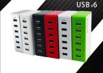 6 Port Multi USB Travel Charger 10 A Phone Charging Station For IPad / Tablet
