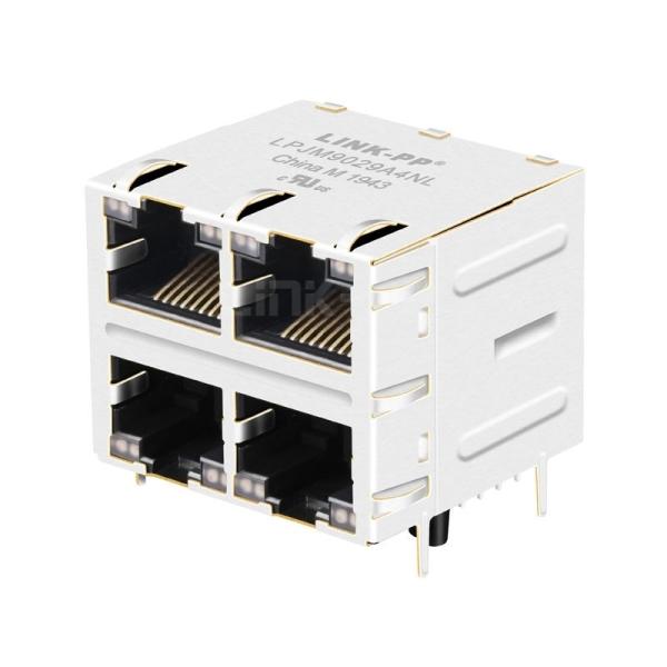 LPJM9029A4NL 10G Base-T 2x2 Port RJ45 Ethernet MagJacks Green&Yellow/Green