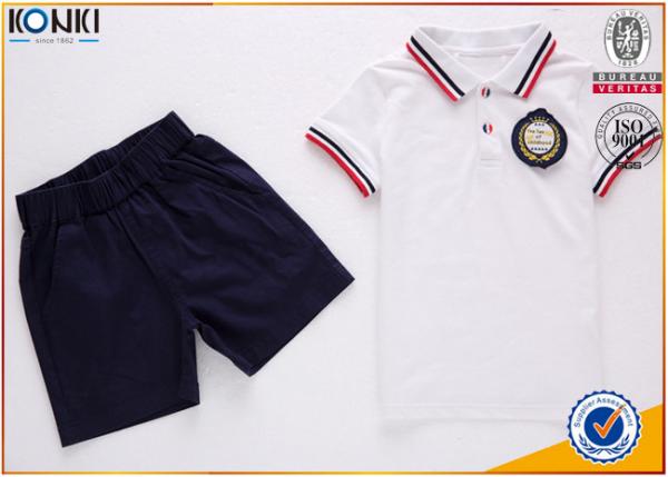 Quality Custom school uniform polo t shirts with stripe collar and cuff  for boys and girls for sale