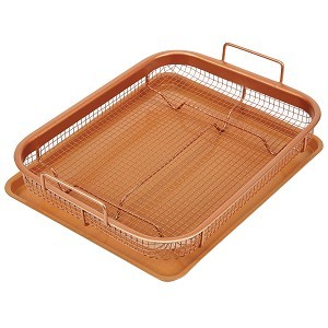 FDA Small Kitchen Tools Stainless Steel Copper Crisper Tray 32.5 * 24.5 * 2cm
