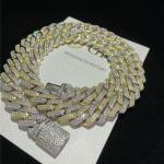 Custom Moissanite Cuban Chain Necklace 24 Inch GRA Cuban Link For Music Concert