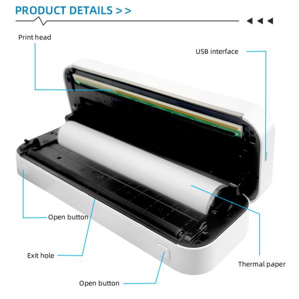 Advanced A4 Wireless Thermal Printer with Bluetooth Connection 5V / 2A Power Supply