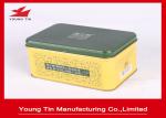 YT1169 Rectangle Embossed Metal Tea Tin Box Container Lid Hinged With Custom