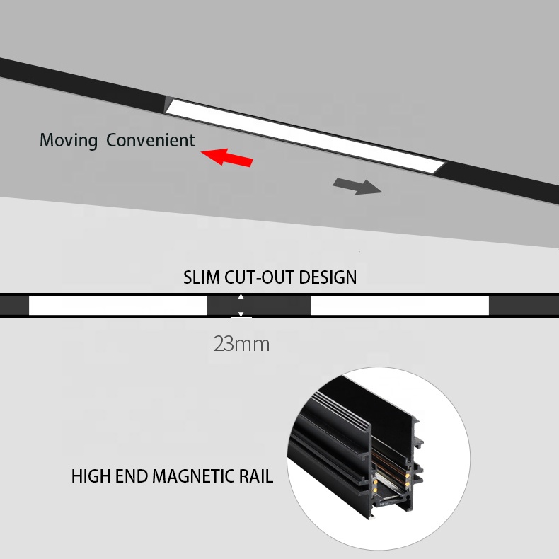 Retail Shop Magnetic Track Lighting , 48V Linear Led Track Lighting