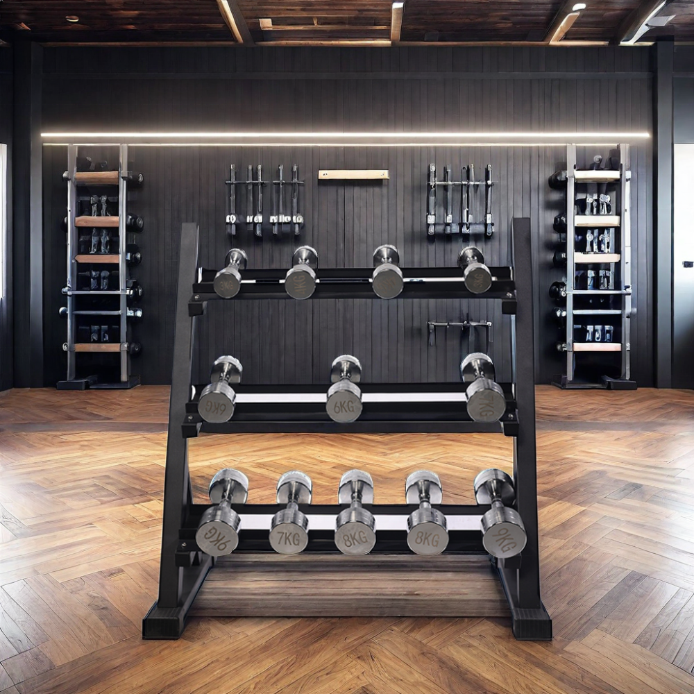 Gym Equipment Commercial Fitness Free Weight Rack Dumbbell Rack 3 Tier