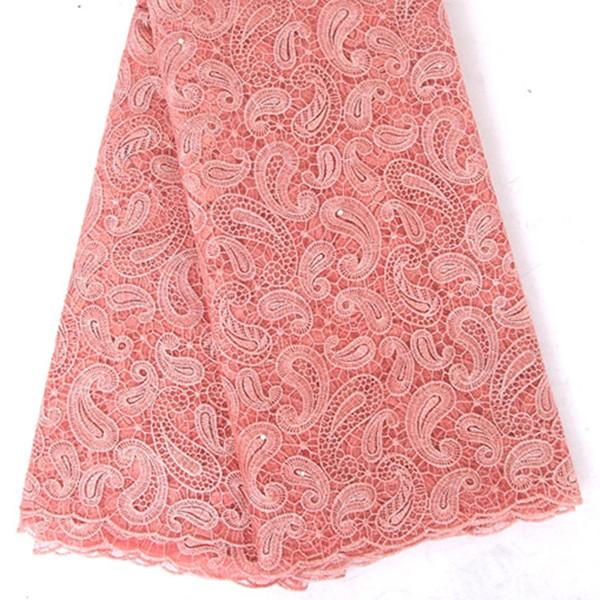 F50280 51-52" customizable peach wholesale embroidery mesh lace fabric for