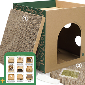 Easy Fold Corrugated Playhouse for Pets Eco-Friendly Foldable Paper Cat Scratch Cardboard House Indoor