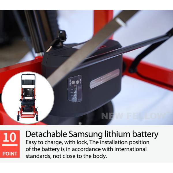 Red Color Portable Electric Stair Climbing Wheelchair Lift Heavy Duty Flat Free Wheels