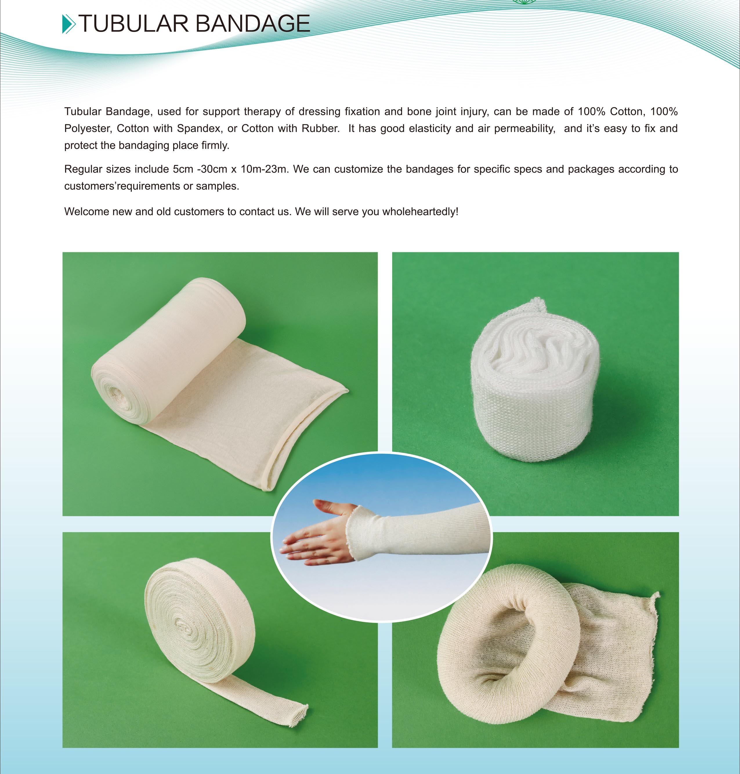 Good Elasticity and Air Permeability Medical Support Therapy Tubular Bandage of Dressing Fixation and Bone Joint Injury
