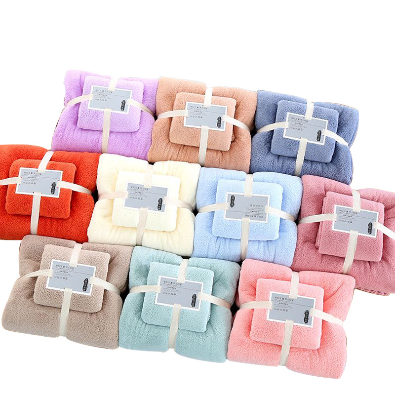 Custom Green Microfiber Towel Set High Density 2-Piece Coral Velvet 70*140cm 35*75cm