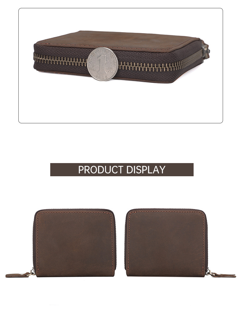 Luxury Design Bifold Leather Wallet with Coin Pocket and Nylon Lining Material
