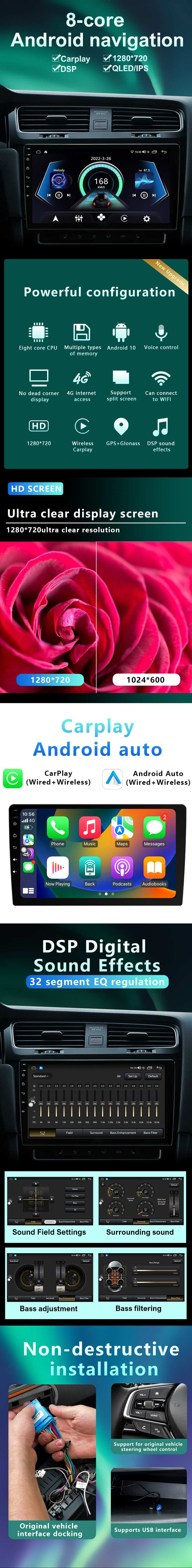 Universal Android Car DVD GPS 9 / 10 Inch Large Screen Car Navigation GPS Player