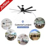 Black Low Profile Energy Saving 64 Inch Plastic Ceiling Fan 8 Blades