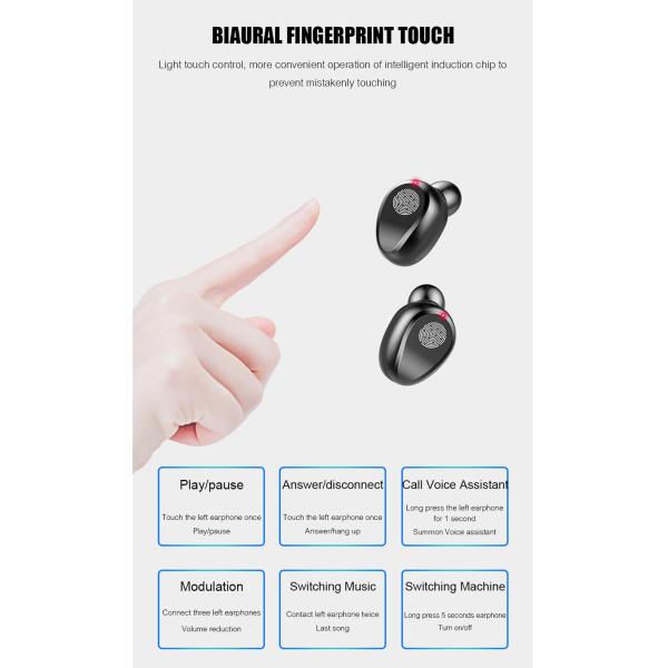Wireless Earphone Bluetooth V5.0 F9 Tws Wireless Bluetooth LED Display Headphone (With 2000mAh Power Bank Headset, With Microphone)