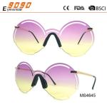 2017 new fashion sunglasses with metal frame and mirror lens,suitable for women