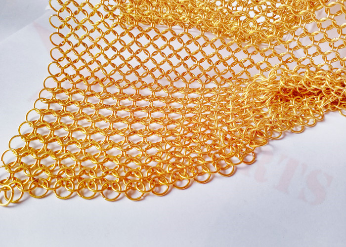 Gold Color Stainless Steel Chainmail Wire Mesh Curtain For Space Dividers