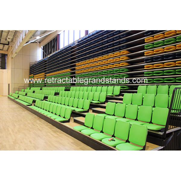 Self Closing Retractable Bleacher Seating With Customized Four Rows Permanent Seating