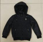 Blue Hooded Kids Padded Jacket Boys Adjustable Cuffs Anti Shrink