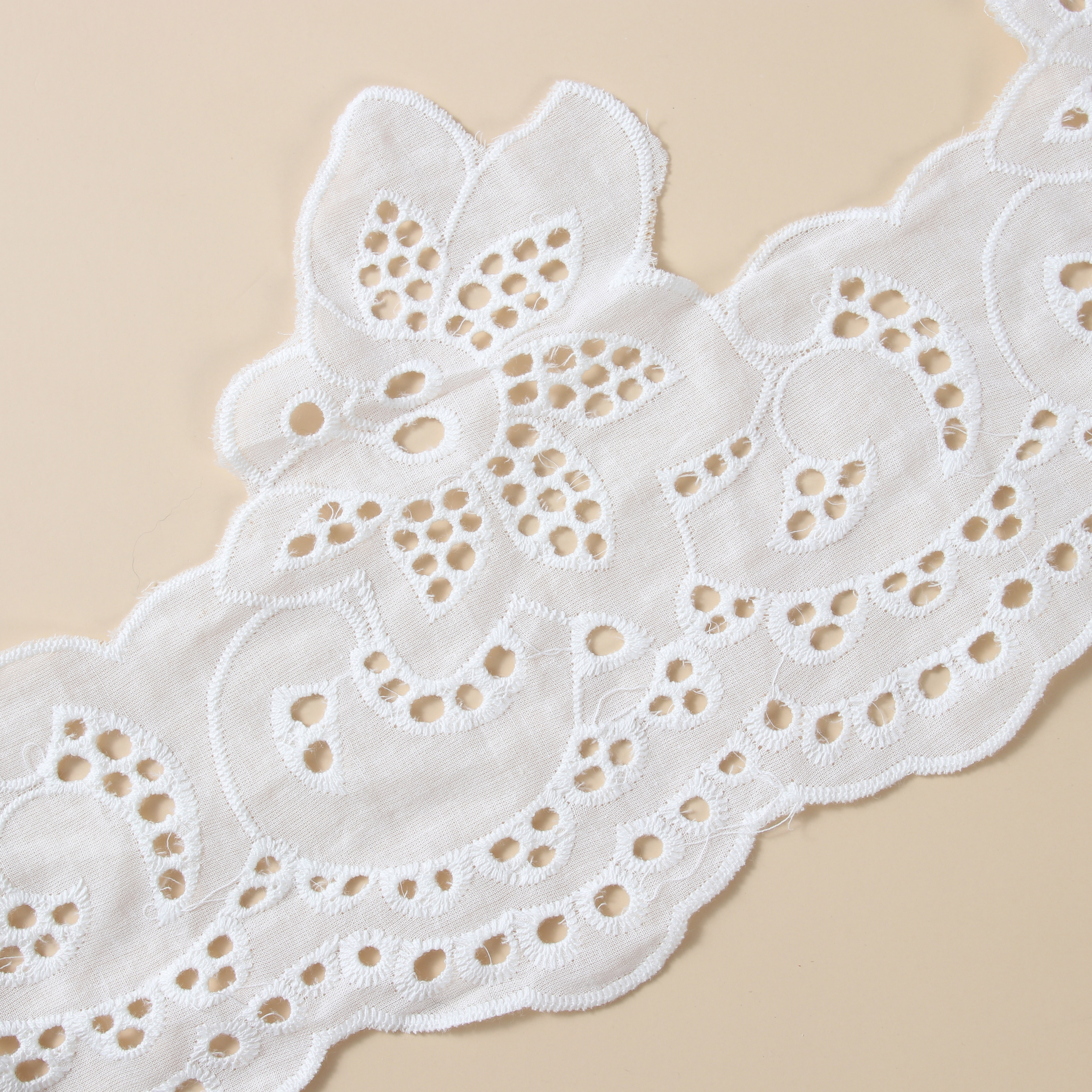 Dress Embroidered Lace Fabric Polyester White Embroidery Lace Trim